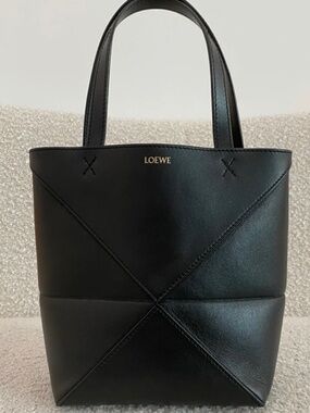 Authentic Pre-Owned Loewe Mini Puzzle Fold tote in black calfskin